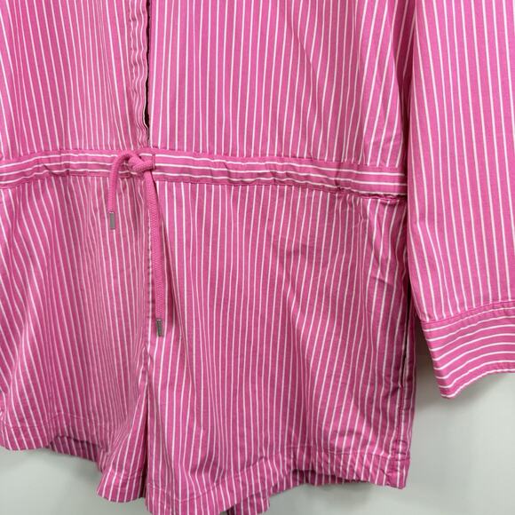 Pistola Amelie Pink White Pinstriped Romper Small Long Sleeved Collared Preppy - Picture 6 of 14